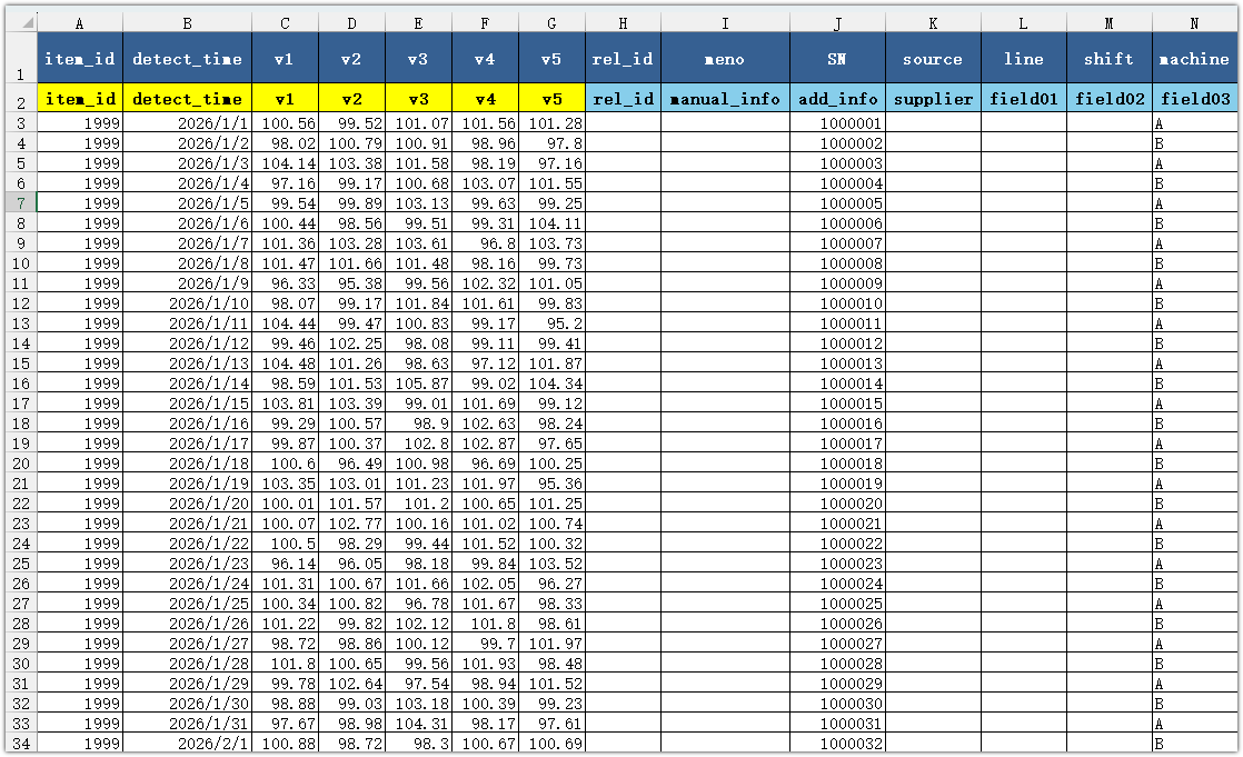 Interfaccia importazione batch Excel 1